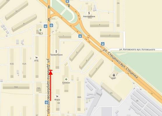 Схема рекламной плоскости по адресу Щербакова вул., 70