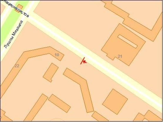 Схема рекламної площини за адресою ул.Интернационалистов