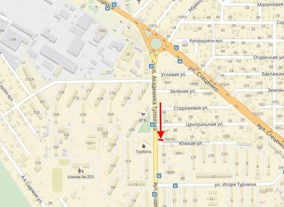 Схема рекламної площини за адресою Туполєва вул., 50/20