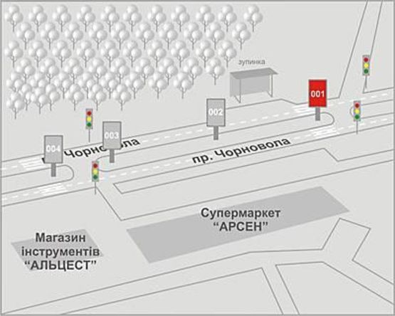 Схема рекламной плоскости по адресу Чорновола пр-т, 95