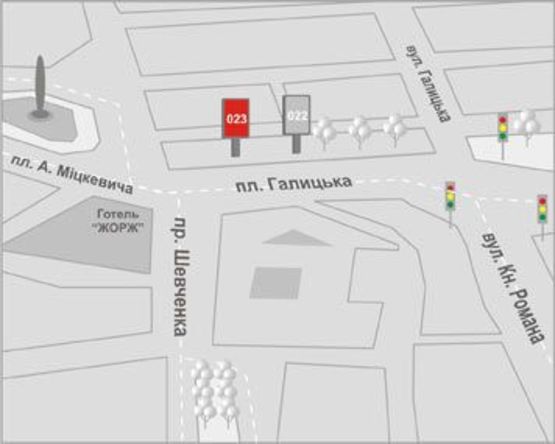 Схема рекламной плоскости по адресу Галицька пл., 4