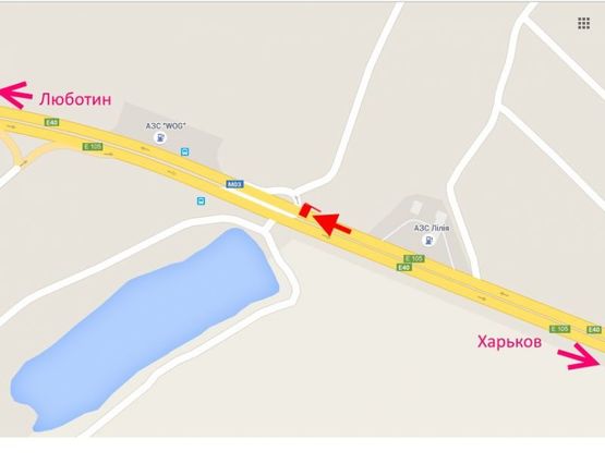 Схема рекламной плоскости по адресу Трасса Киев-Харьков-Довжанский возле АЗС WOG-пос. Коротыч- в ст. Люботина