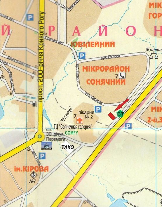 Схема рекламной плоскости по адресу магистраль   СТ "Городская больница"(Остановка городского транспорта.  Горбольница на 1000 мест, часная клиника "Медиком", торговый центр "Солнечная Галерея": "АШАН", "COMFY")