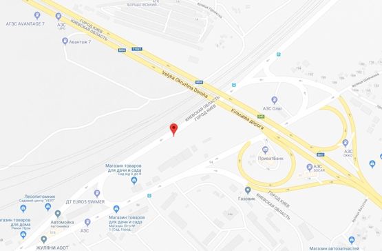 Схема рекламной плоскости по адресу Вишневе, ул.Черновола, перед развязкой на Жулянский мост