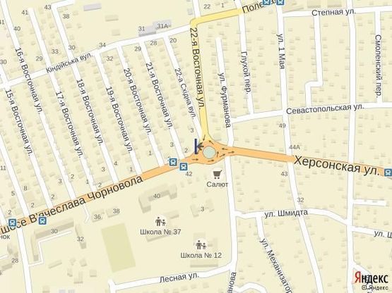 Схема рекламной плоскости по адресу Киндийское шоссе (к-тр Салют) Верх