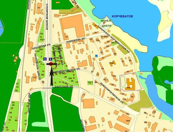 Схема рекламної площини за адресою Столичное шоссе (р-н Корчеватого) напрот АЗС "Укртатнафта"