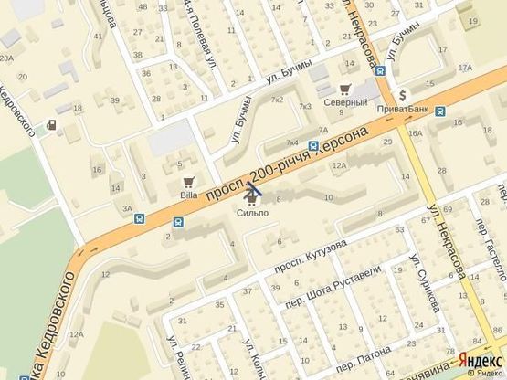 Схема рекламной плоскости по адресу Пр.200 лет Херсона (р-н супермаркета Сельпо)