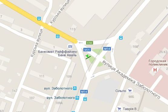 Схема рекламної площини за адресою Добровольського просп. - Академіка Заболотного вул.