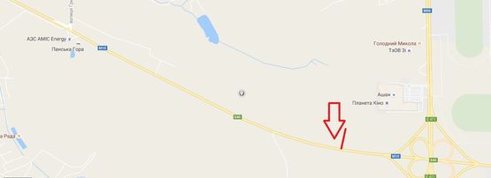 Схема рекламной плоскости по адресу М-10, Західний обхід м. Львова, км 14+930,  King Cross Leopolis, Епіцентр, Арена Львів ліворуч