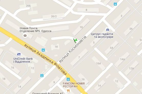 Схема рекламної площини за адресою Космонавтів вул. - Академіка Філатова вул.