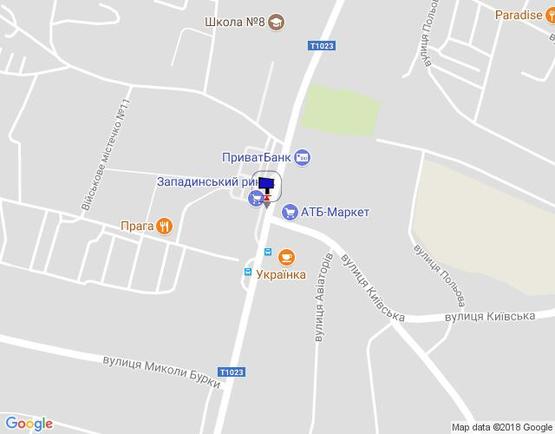 Схема рекламной плоскости по адресу вул. Декабристів, навпроти 182, Западинський ринок, навпроти АТБ Маркет