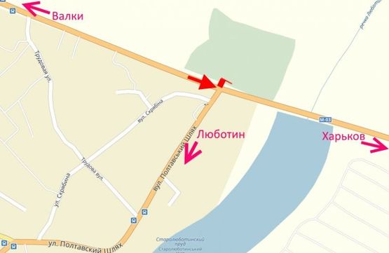 Схема рекламної площини за адресою Трасса Киев-Харьков-459 км-поворот на Люботин в ст.Харькова