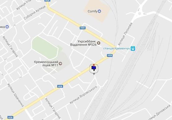 Схема рекламной плоскости по адресу ул. Первомайская, 46, перекр. с ул. Театральной (Воровского), возле клиники «Европейская медицина», направление к Автовокзалу