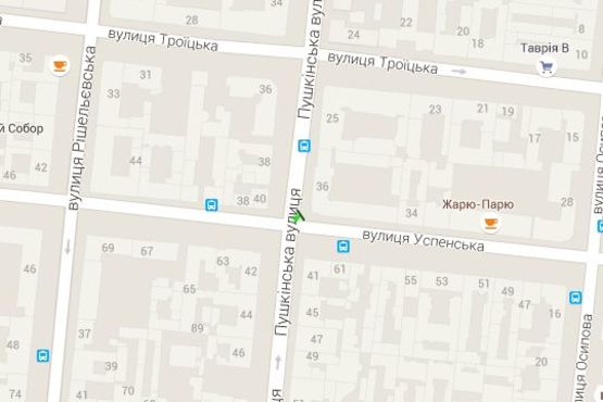 Схема рекламної площини за адресою Пушкінська вул., 39 - Успенська вул.