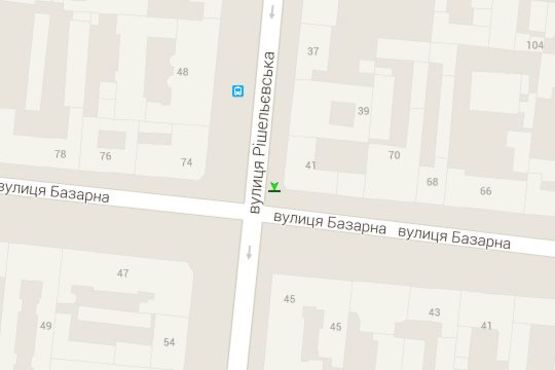 Схема рекламної площини за адресою Ришел'євська вул., 41 - Базарна вул. (направ на залізн. вокзал)