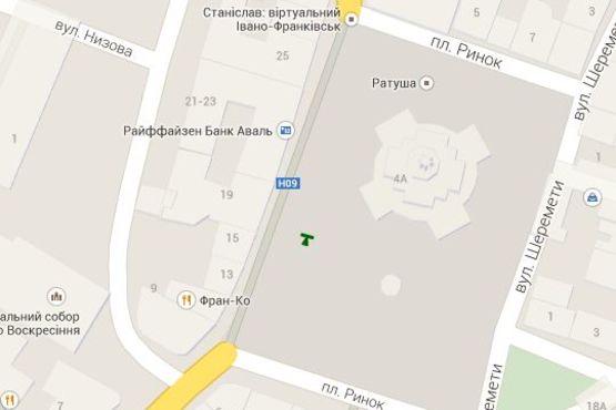 Схема рекламной плоскости по адресу Ратушна пл. - Галицька вул., 27