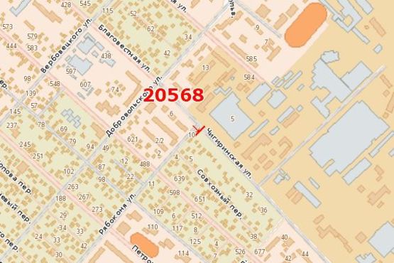 Схема рекламной плоскости по адресу Чигиринська вул. - Симиренківська вул. (Рябоконя вул.)