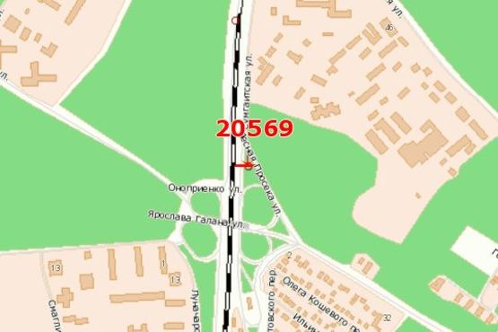 Схема рекламной плоскости по адресу Золотоніське шосе - Лісова Просіка вул.