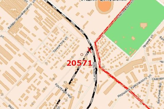 Схема рекламной плоскости по адресу Смілянська вул., 75 - Володимира Ложешнікова вул. (Крупської вул.), (залізничний міст)