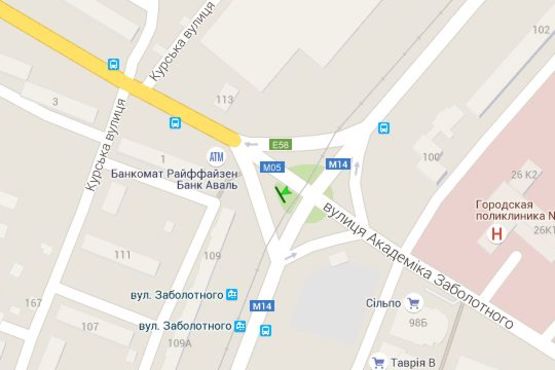 Схема рекламної площини за адресою Добровольського просп. - Академіка Заболотного вул.