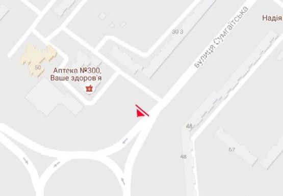 Схема рекламной плоскости по адресу Сумгаитская ул. - 30-летия Победы ул.