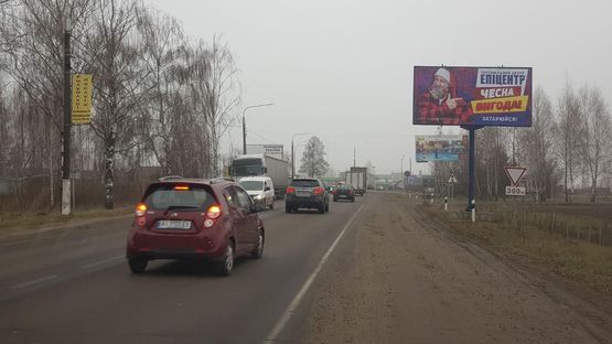 Схема рекламной плоскости по адресу г.Вышгород,ул.Шолуденко,за 100 м. перед светофором,налево Киев,