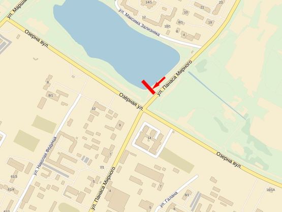 Схема рекламної площини за адресою Мирного П. ул., возле озера