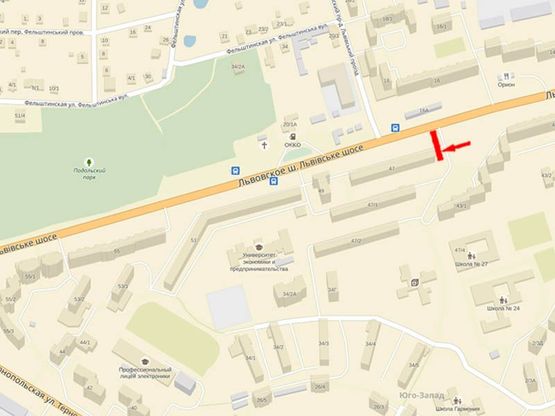 Схема рекламной плоскости по адресу Львовское шоссе, 47, возле вещевого рынка