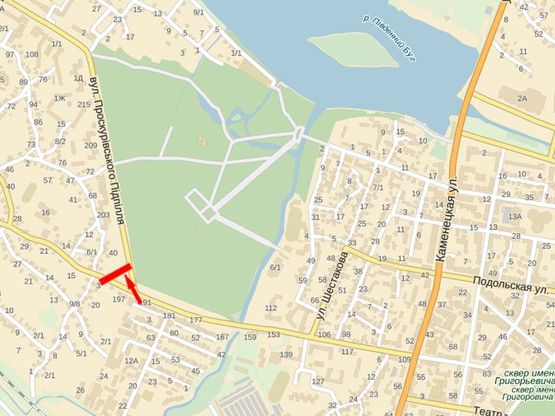 Схема рекламной плоскости по адресу Проскуровского Подполья ул. - ул. Курчатова, Центральный парк отдыха