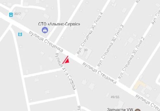 Схема рекламної площини за адресою Стеценко ул., 350м до поворота на Городскую ул.