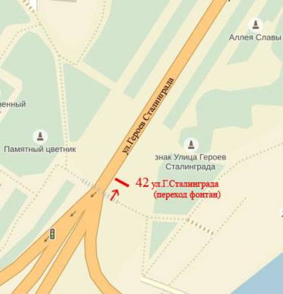 Схема рекламной плоскости по адресу ул.Г.Сталинграда (переход фонтан)