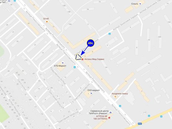 Схема рекламной плоскости по адресу ул. Рокоссовского х ул. Одинцова (сторона C)