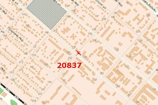 Схема рекламной плоскости по адресу Грушевського вул. - Надпільна вул. (Ільїна вул.)