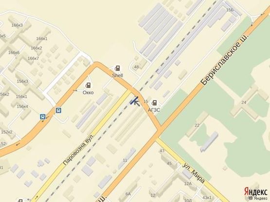 Схема рекламной плоскости по адресу Ж.переезд с ул.Паровозной на Бериславское ш.