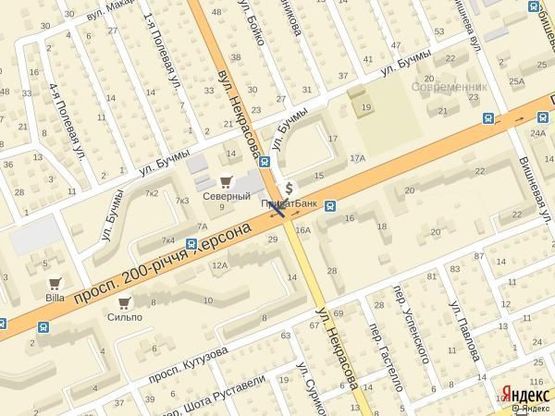 Схема рекламной плоскости по адресу Угол 200 лет Херсона и ул.Некрасова