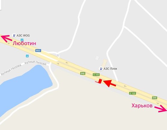 Схема рекламної площини за адресою Трасса Киев-Харьков-466 км-пос. Коротыч-возле АЗС Лилия-в ст. Люботина