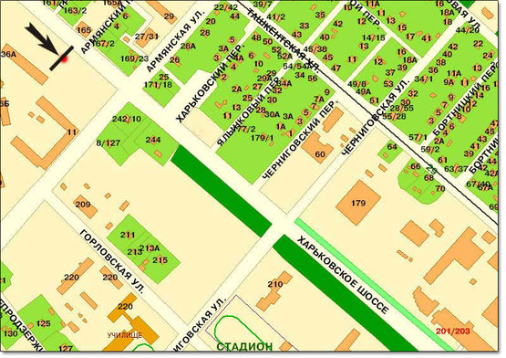 Схема рекламной плоскости по адресу Харьковское  шоссе/ ул.Армянская  выезд