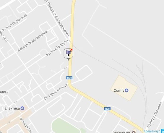 Схема рекламної площини за адресою просп. Свободы (ул.60л.Октября), перекр. с ул. Халаменюка и Соборной (Ленина), район ТЦ «Амстор» (супермаркеты «Сильпо», «Comfy», «Марафон»)