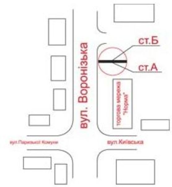 Схема рекламной плоскости по адресу ул.Воронежская