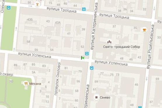 Схема рекламної площини за адресою Успенська вул. - Єкатеринінська вул., 52