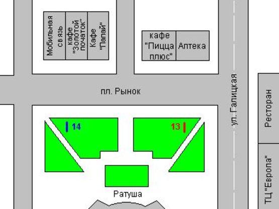 Схема рекламної площини за адресою Ринок пл., 6