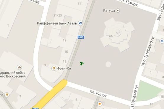 Схема рекламної площини за адресою Ратушна пл. - Галицька вул., 17