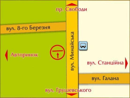 Схема рекламной плоскости по адресу м. Ужгород, вул. Мінайська – Галана (8 березня)