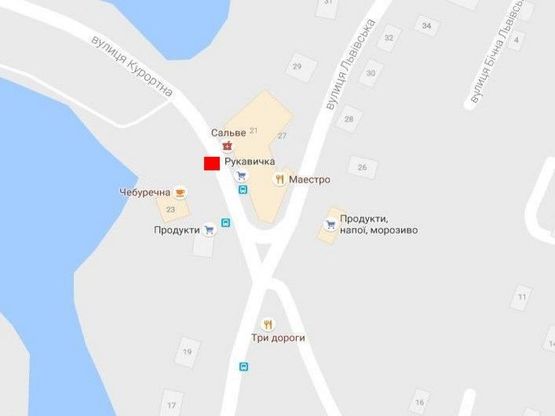 Схема рекламної площини за адресою Львів-Брюховичі вул.Курортна (Рукавичка, навпроти Чебуречної)