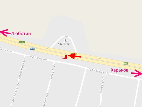 Схема рекламной плоскости по адресу Трасса Киев-Харьков-465 км-пос. Коротыч возле АЗС ТНК- в ст. Люботина