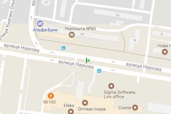 Схема рекламной плоскости по адресу Наукова вул., 30 (призма) (розподілювач, до вул. Кульпарківської)