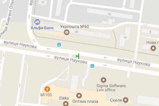 Схема рекламной плоскости по адресу Наукова вул., 30 (призма) (розподілювач, до вул. Стийської)