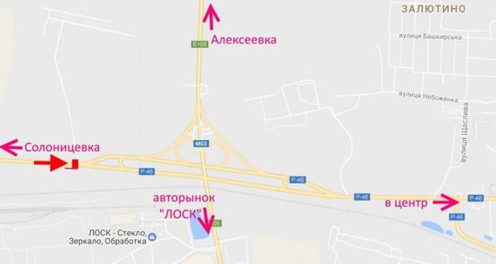 Схема рекламної площини за адресою ул.Залютинская -развязка с окружной-1- въезд в город со ст. Солоницевки