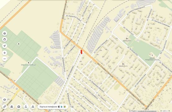 Схема рекламной плоскости по адресу вул. Січових Стрільців - вул. Вокзальна,