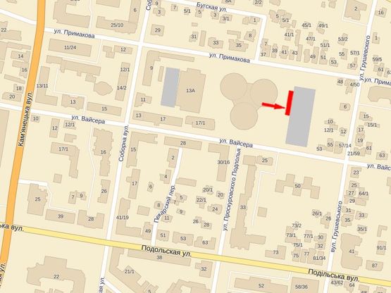 Схема рекламної площини за адресою Соборная ул., 11, возле продуктового рынка